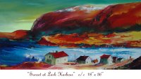 SUNSET AT LARK HARBOUR, Newfoundland, Canada, Oil on Canvas